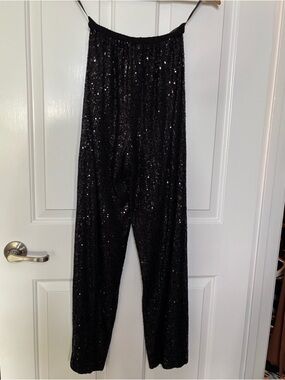 EUC SELFMADE Women’s Black Sequin Wide-Leg Loose fit pants size S